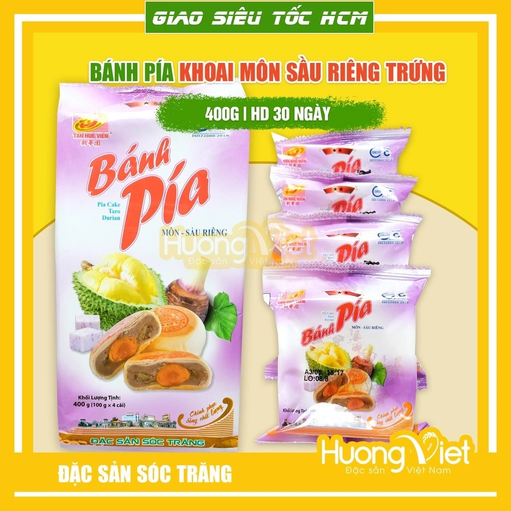 Bánh pía khoai môn sầu riêng 2 sao 1 trứng Tân Huê Viên (Túi 400g) Bánh pía khoai môn sầu riêng 2 sao 1 trứng Tân Huê Viên (Túi 400g)