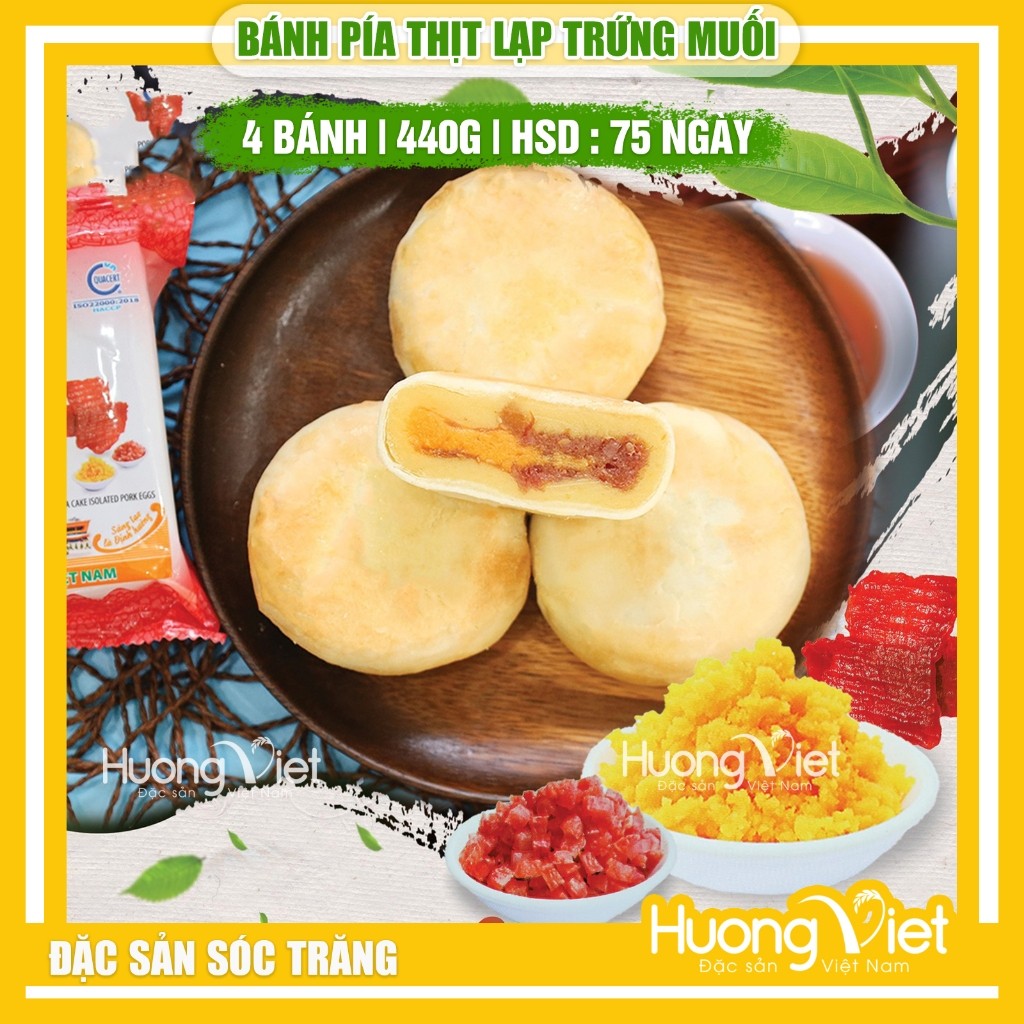 Bánh pía mặn thịt lạp trứng muối Tân Huê Viên 440g (Túi 4 bánh)
