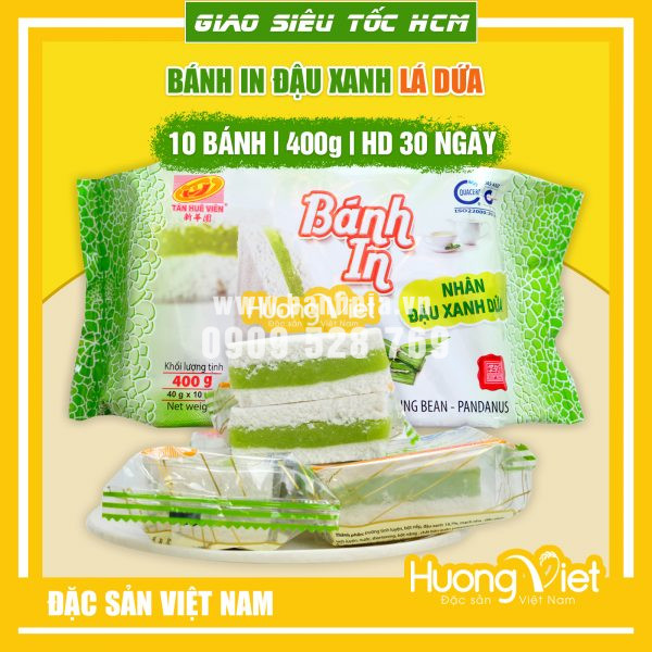 Bánh in đậu xanh sầu riêng túi 10 bánh Tân Huê Viên 400g