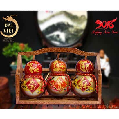 Hôp quà tết rượu dừa hồ lô Phúc Lộc Thọ