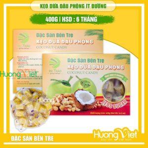 Kẹo dừa đậu phộng cao cấp ít đường Du Thảo 400gr Kẹo dừa đậu phộng cao cấp ít đường Du Thảo 400gr