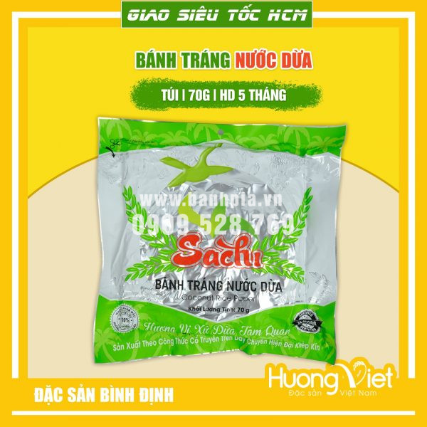 Bánh tráng nướng không đường Nước Cốt Dừa Sachi 75gr