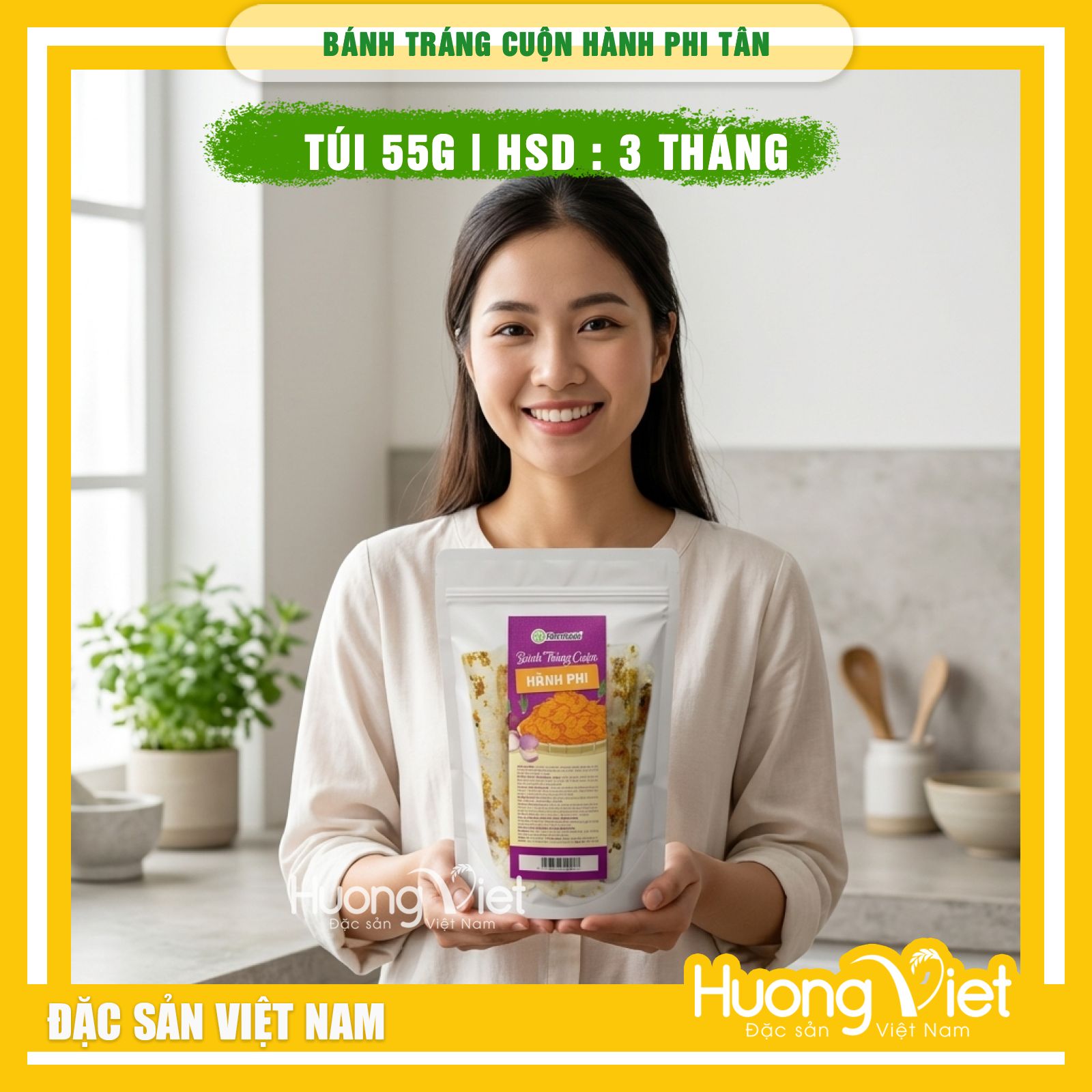 Bánh tráng cuộn HÀNH PHI Tân Nhiên - Túi 55 g Bánh tráng cuộn HÀNH PHI Tân Nhiên - Túi 55 g