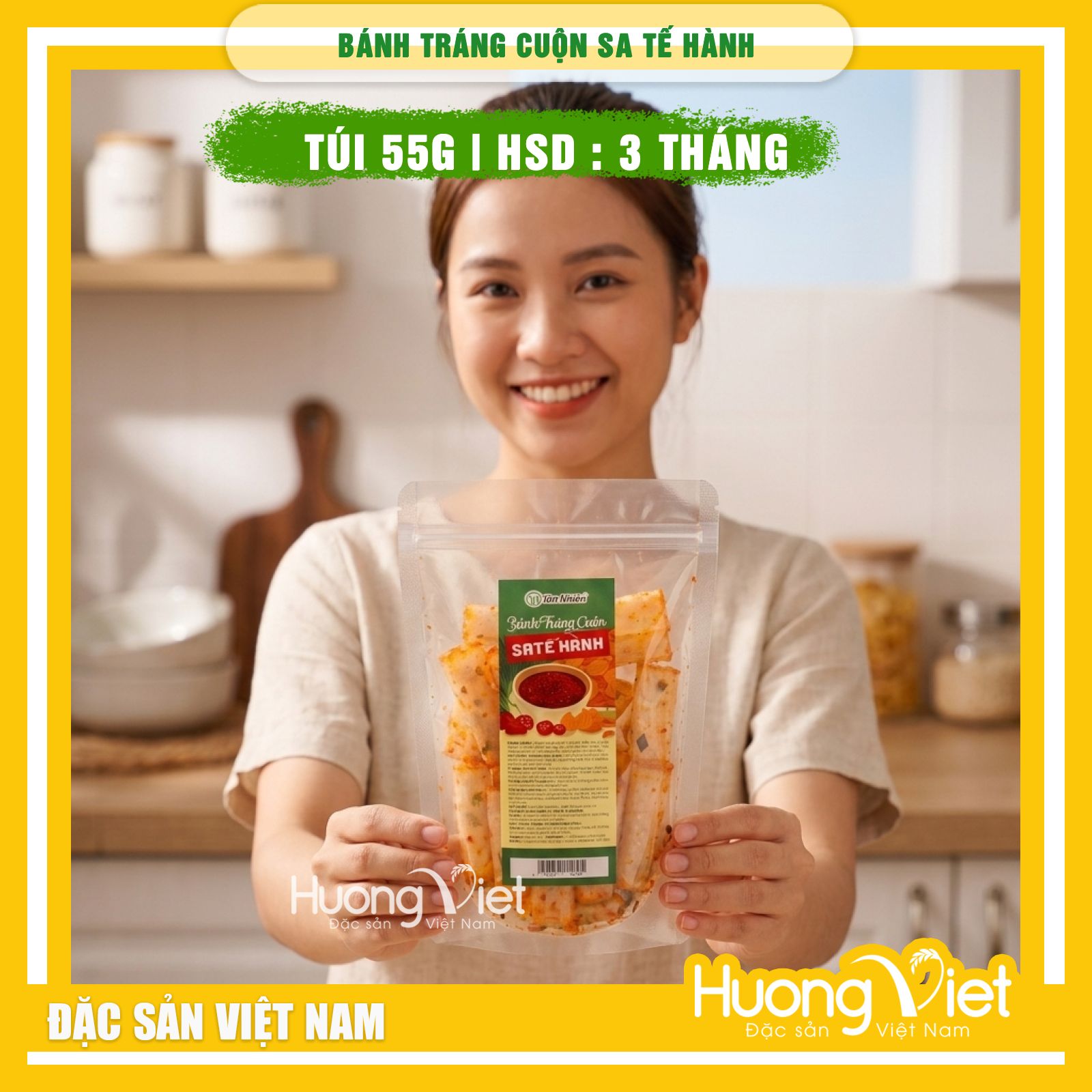 Bánh tráng cuộn SA TẾ HÀNH Tân Nhiên - Túi 55g Bánh tráng cuộn SA TẾ HÀNH Tân Nhiên - Túi 55g