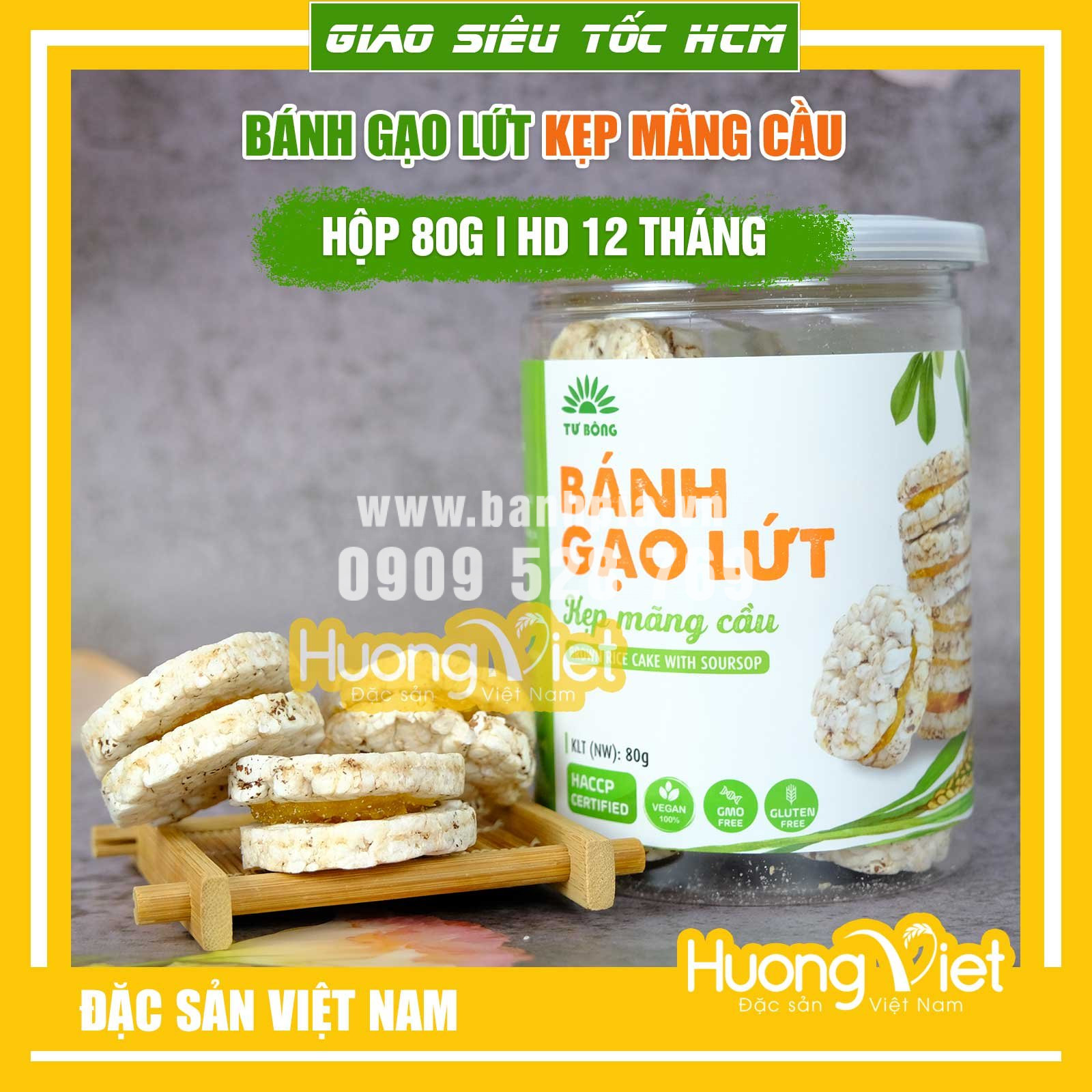 Bánh gạo lức kẹp nhân thơm 80g Bánh gạo lức kẹp nhân thơm 80g