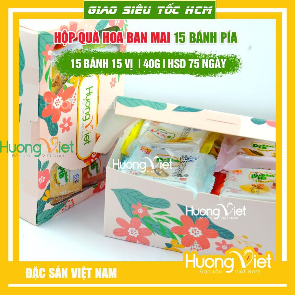 Hộp quà bánh pía kim sa 15 vị Tân Huê Viên - Hoa Ban Mai