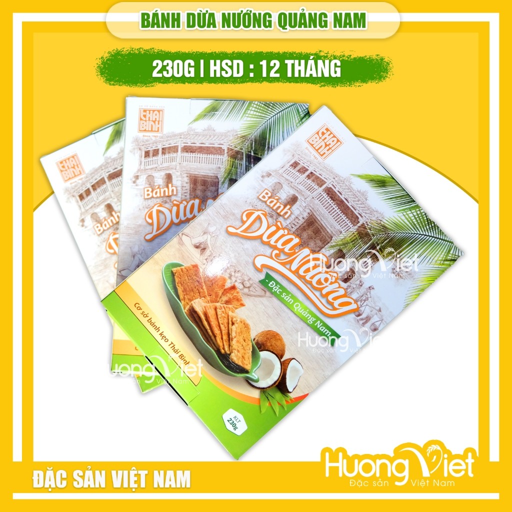 Bánh dừa nướng Quảng Nam - hộp 230g Bánh dừa nướng Quảng Nam - hộp 230g