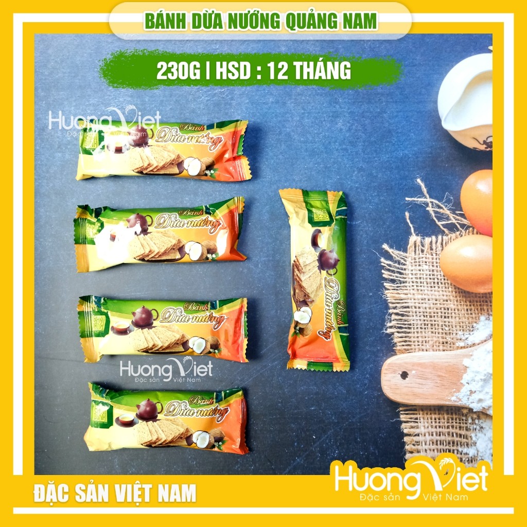 Bánh dừa nướng Quảng Nam - hộp 230g Bánh dừa nướng Quảng Nam - hộp 230g