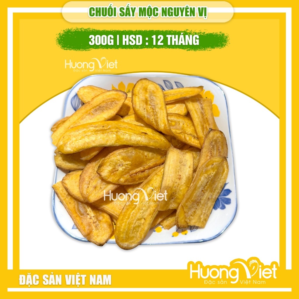 Chuối sấy mộc nguyên vị - túi zip 300g Chuối sấy mộc nguyên vị - túi zip 300g