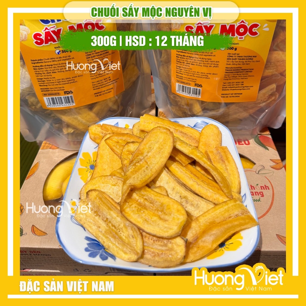 Chuối sấy mộc nguyên vị - túi zip 300g Chuối sấy mộc nguyên vị - túi zip 300g