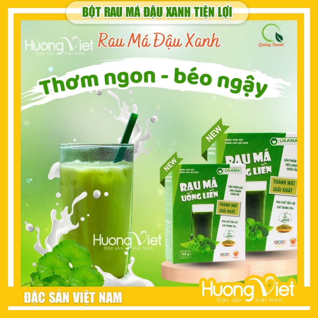 Bột rau má đậu xanh đường phèn Quảng Thanh (12 gói x 15g) Bột rau má đậu xanh đường phèn Quảng Thanh (12 gói x 15g)