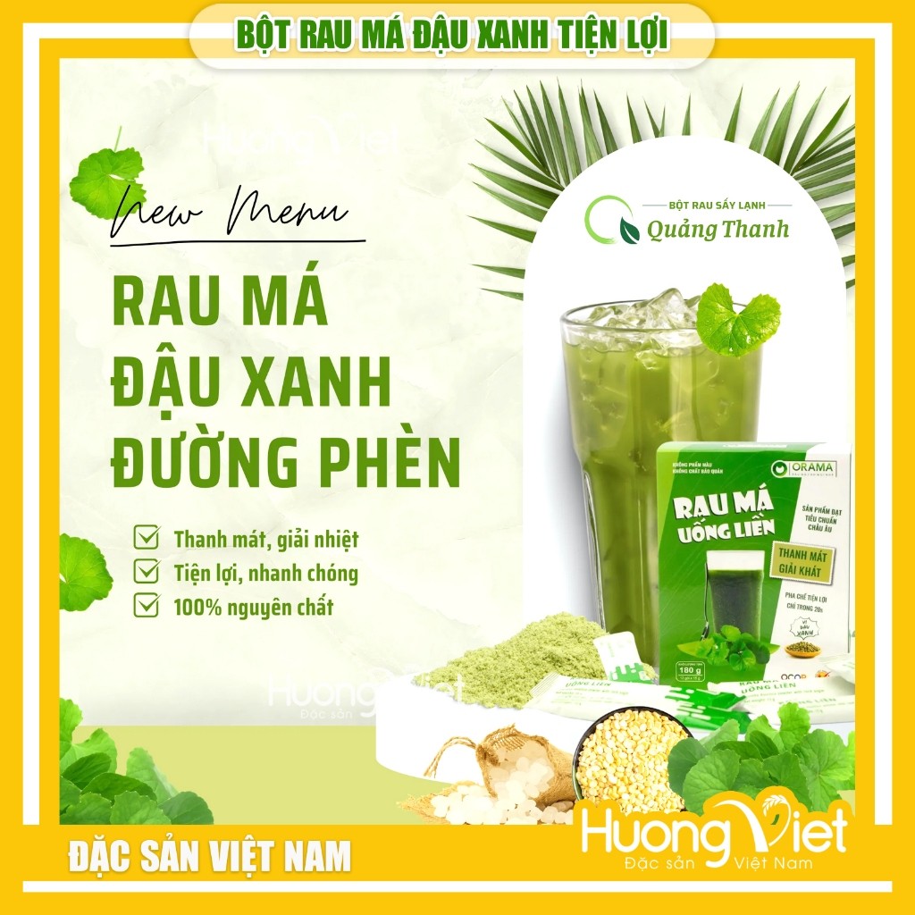 Bột rau má đậu xanh đường phèn Quảng Thanh (12 gói x 15g) Bột rau má đậu xanh đường phèn Quảng Thanh (12 gói x 15g)