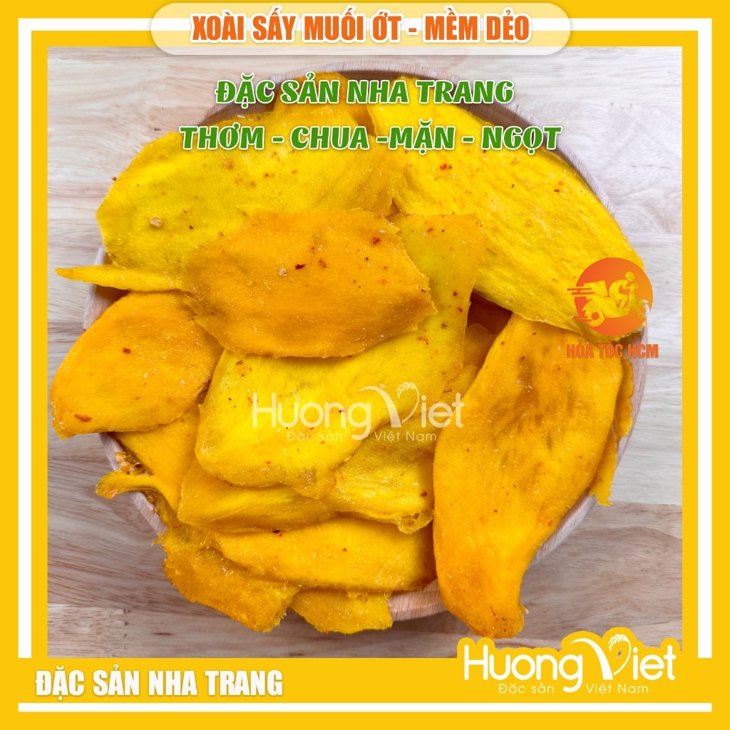 Xoài sấy dẻo muối ớt Nha Trang - túi zip 200g Xoài sấy dẻo muối ớt Nha Trang - túi zip 200g