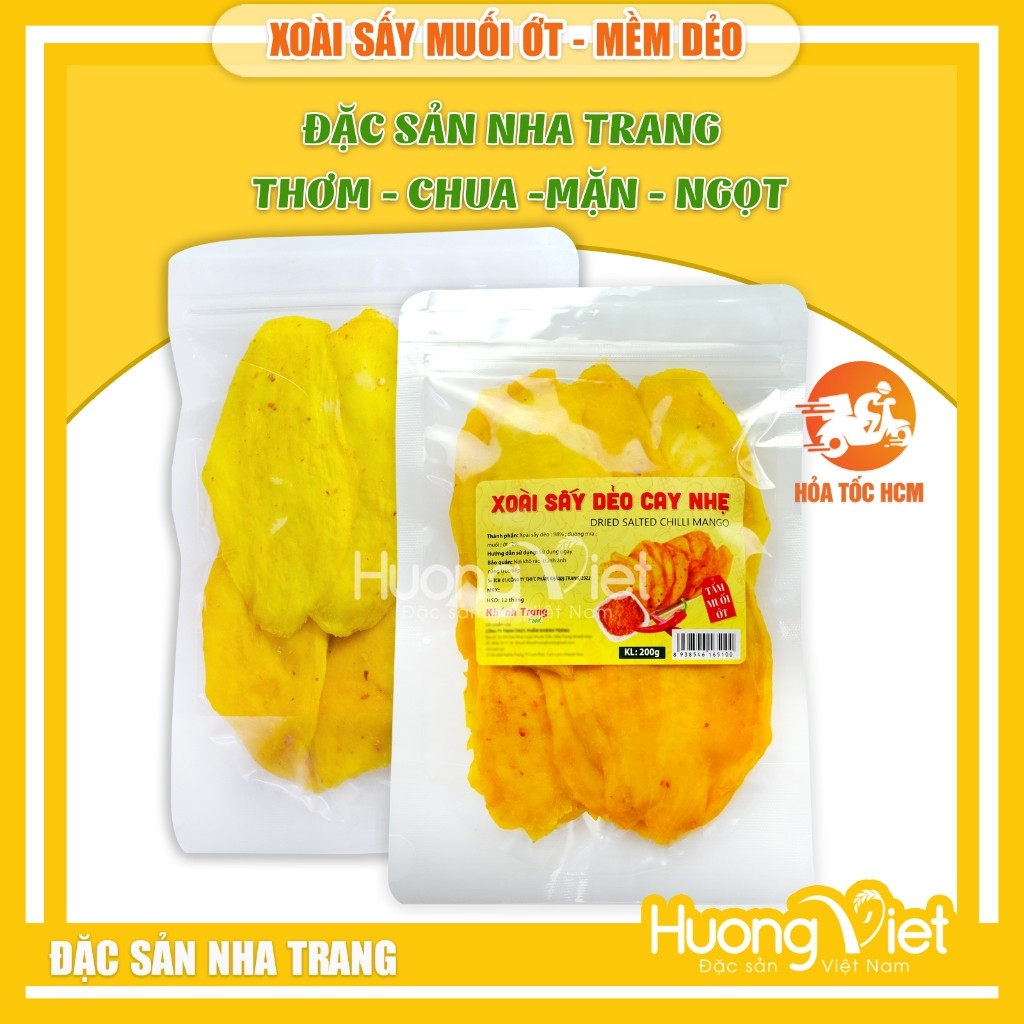 Xoài sấy dẻo muối ớt Nha Trang - túi zip 200g Xoài sấy dẻo muối ớt Nha Trang - túi zip 200g