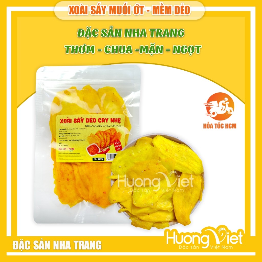Xoài sấy dẻo muối ớt Nha Trang - túi zip 200g