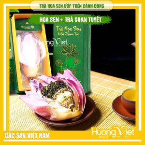 Trà hoa sen ướp nguyên bông - Cốt trà Shan Tuyết (Hộp 15g)
