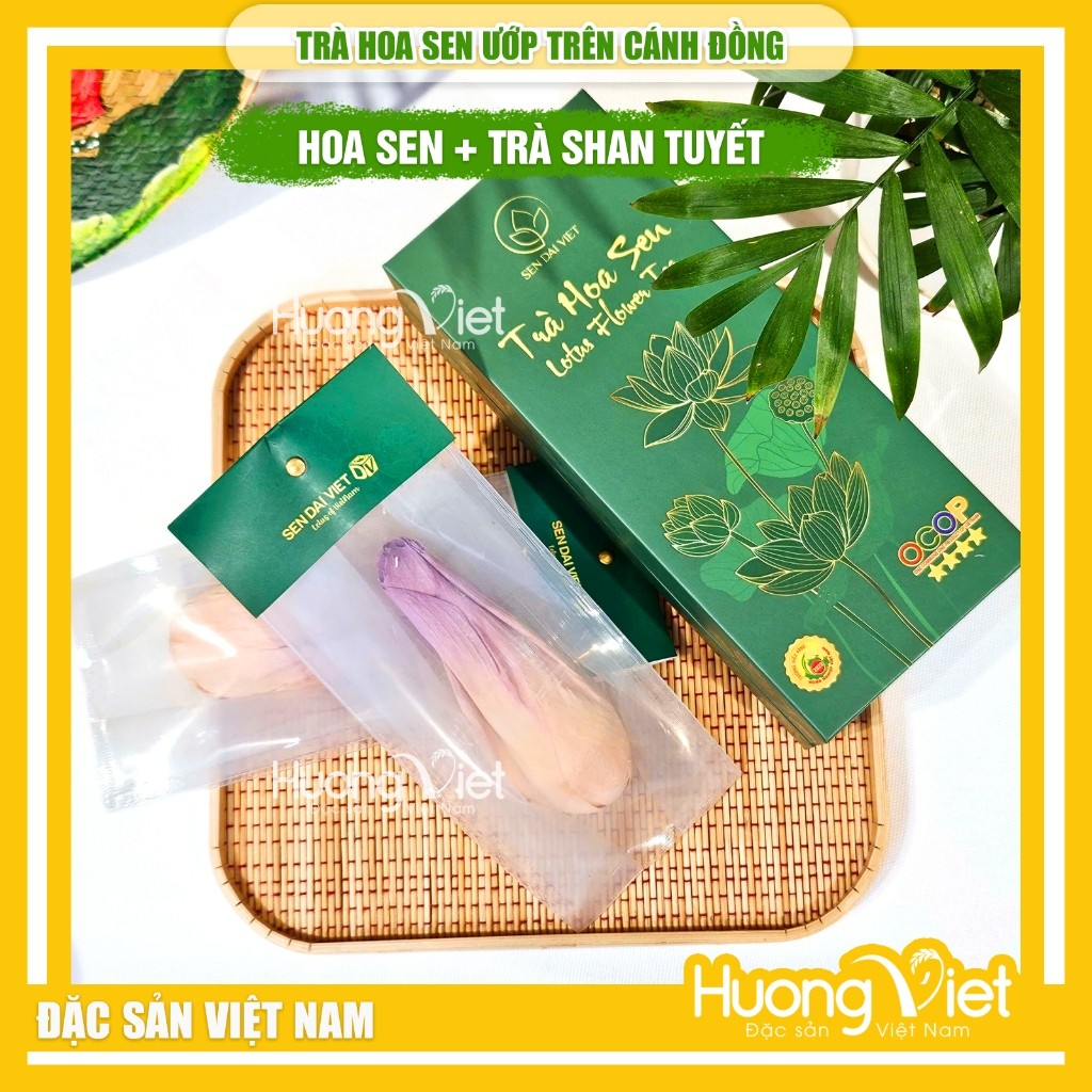 Trà hoa sen ướp nguyên bông - Cốt trà Shan Tuyết (Hộp 100g)