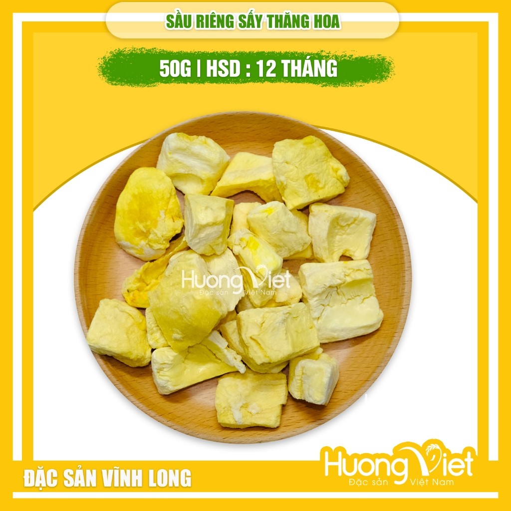 Sầu riêng 6Ri sấy thăng hoa nguyên miếng (Túi 50g) Sầu riêng 6Ri sấy thăng hoa nguyên miếng (Túi 50g)