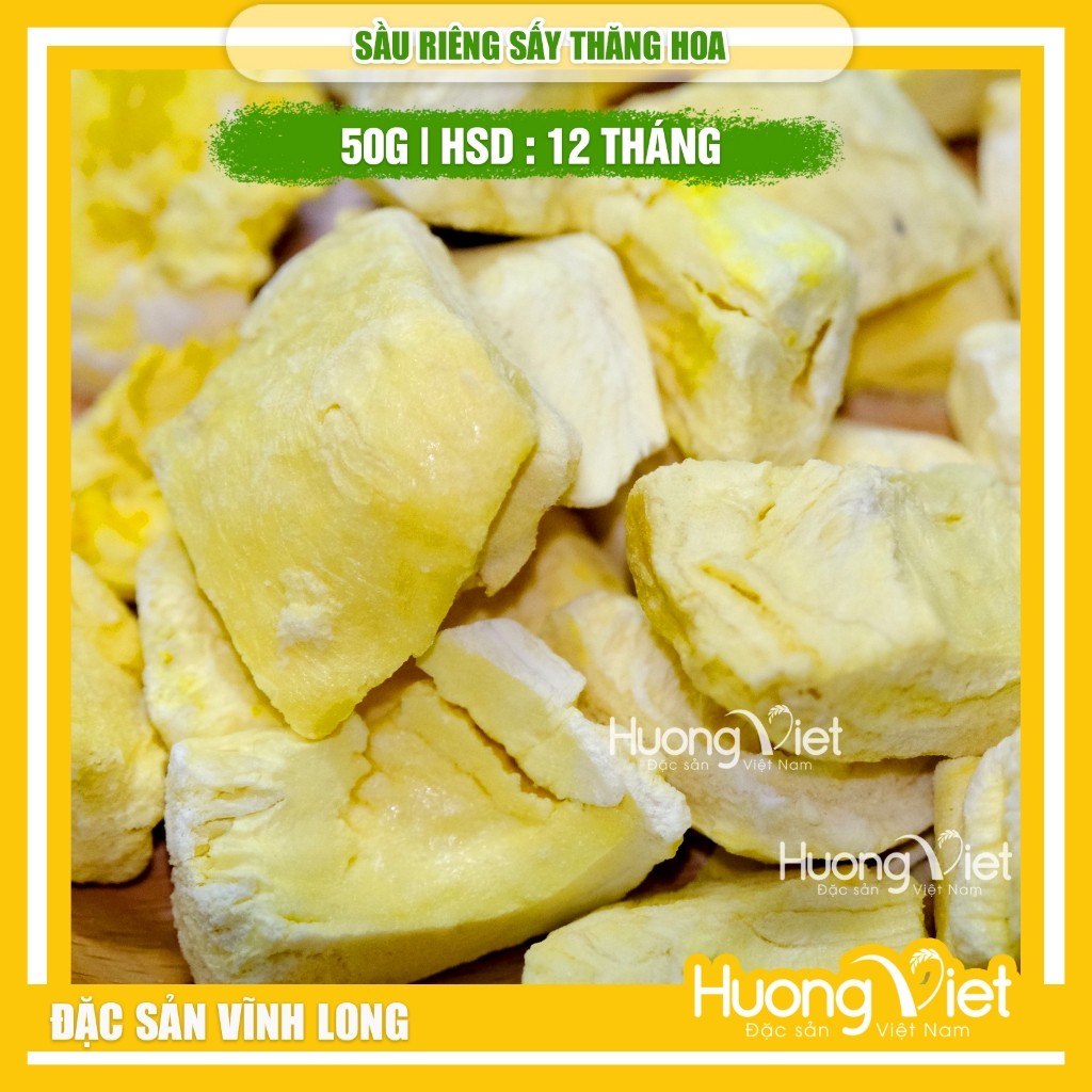 Sầu riêng 6Ri sấy thăng hoa nguyên miếng (Túi 50g) Sầu riêng 6Ri sấy thăng hoa nguyên miếng (Túi 50g)