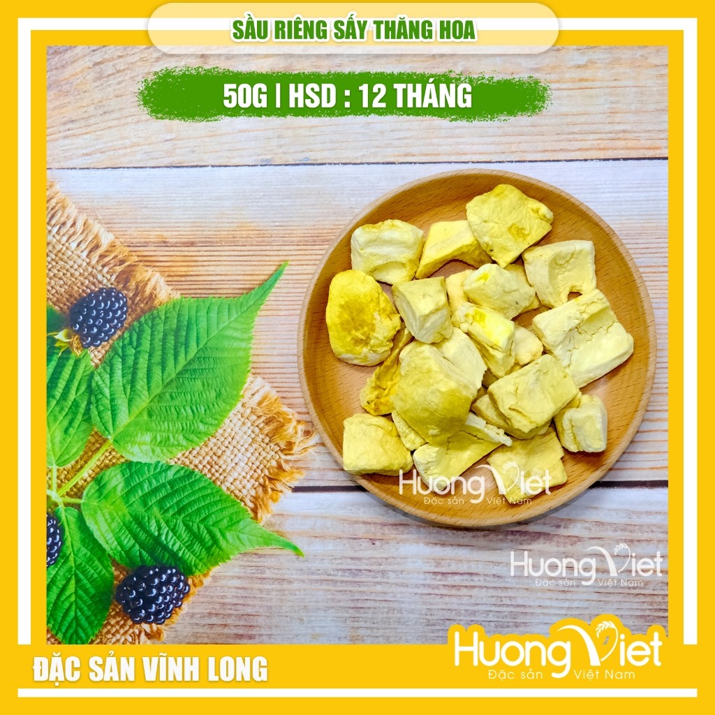 Sầu riêng 6Ri sấy thăng hoa nguyên miếng (Túi 50g) Sầu riêng 6Ri sấy thăng hoa nguyên miếng (Túi 50g)
