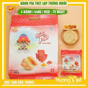 Bánh pía mặn thịt lạp trứng muối Tân Huê Viên 440g (Túi 4 bánh)