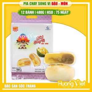 Bánh pía chay song vị Đậu - Môn Tân Huê Viên túi 12 bánh 480g