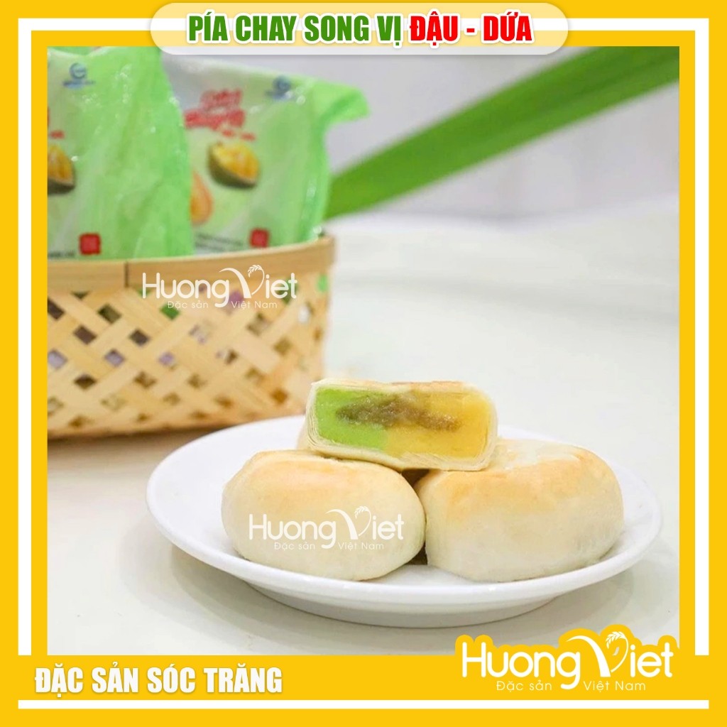 Bánh pía chay song vị Đậu - Dứa Tân Huê Viên túi 12 bánh 480g Bánh pía chay song vị Đậu - Dứa Tân Huê Viên túi 12 bánh 480g