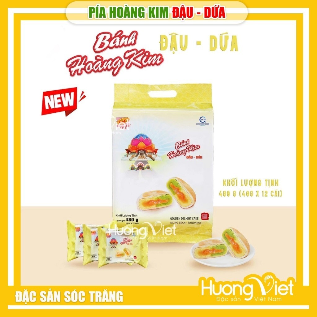 Bánh pía hoàng kim Đậu - Dứa Tân Huê Viên túi 12 bánh 480g Bánh pía hoàng kim Đậu - Dứa Tân Huê Viên túi 12 bánh 480g