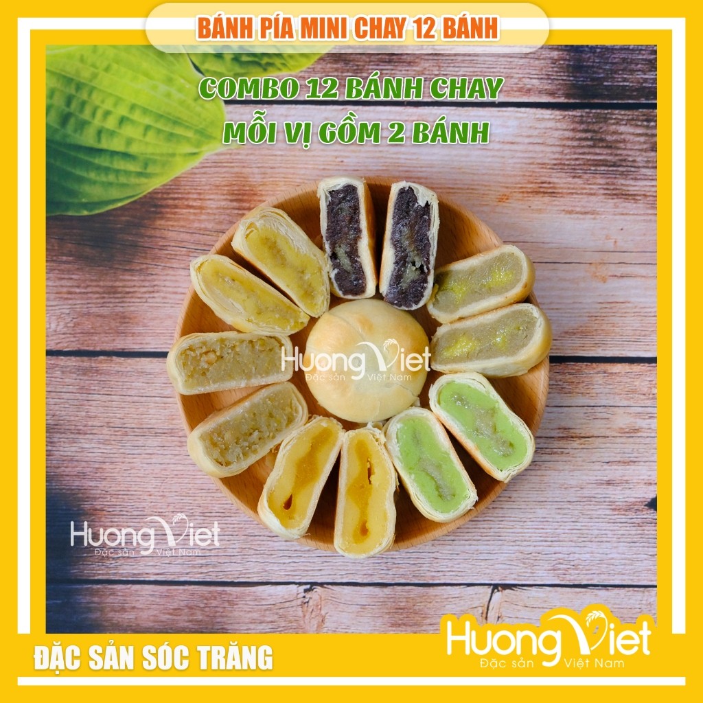 Combo bánh pía mini chay Tân Huê Viên (12 bánh 6 vị) - Hộp 500g