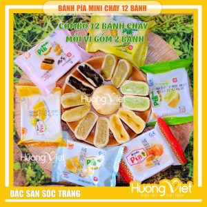 Combo bánh pía mini chay Tân Huê Viên (12 bánh 6 vị) - Hộp 500g