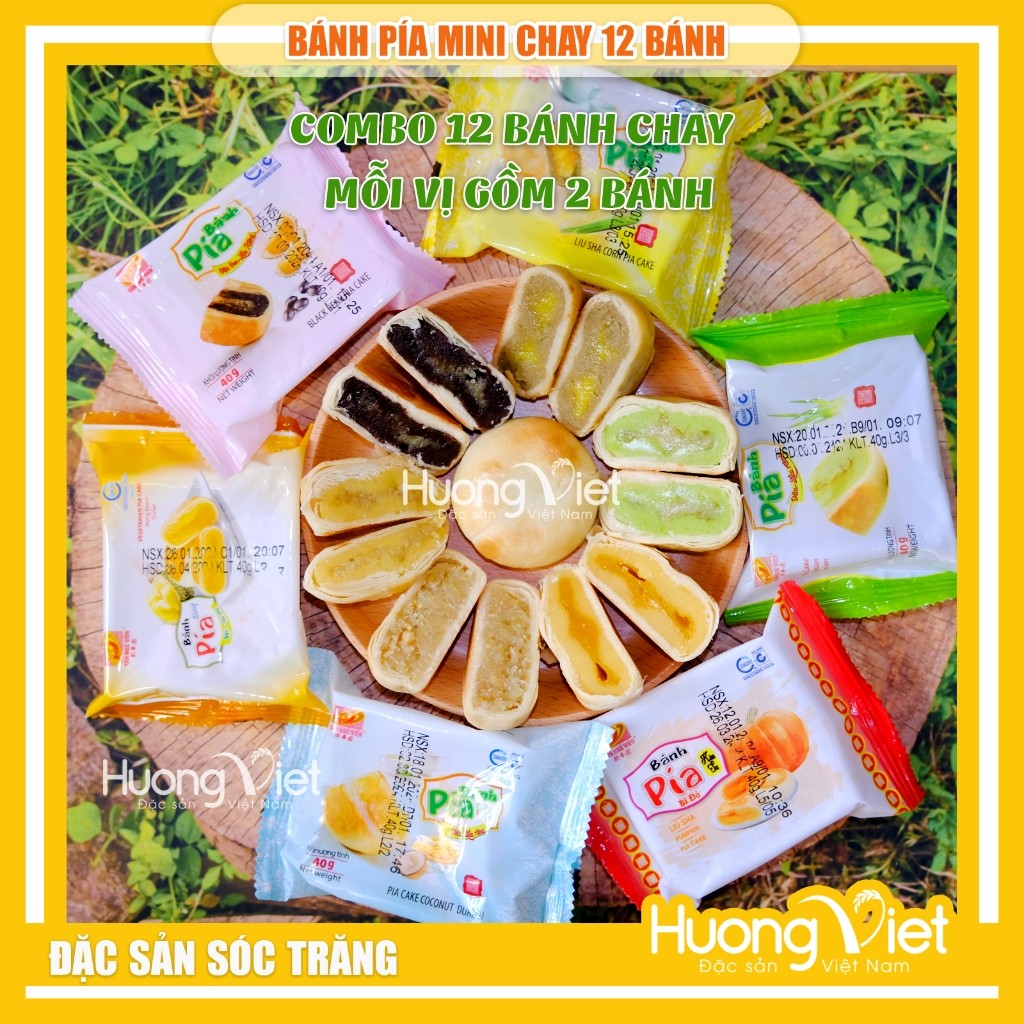 Combo bánh pía mini chay Tân Huê Viên (12 bánh 6 vị) - Hộp 500g Combo bánh pía mini chay Tân Huê Viên (12 bánh 6 vị) - Hộp 500g