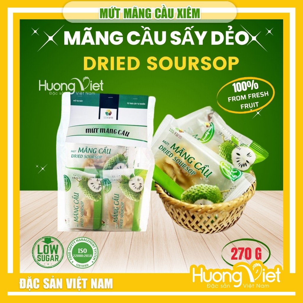 Mứt mãng cầu xiêm sấy dẻo chua ngọt 123Farm – Túi 270g