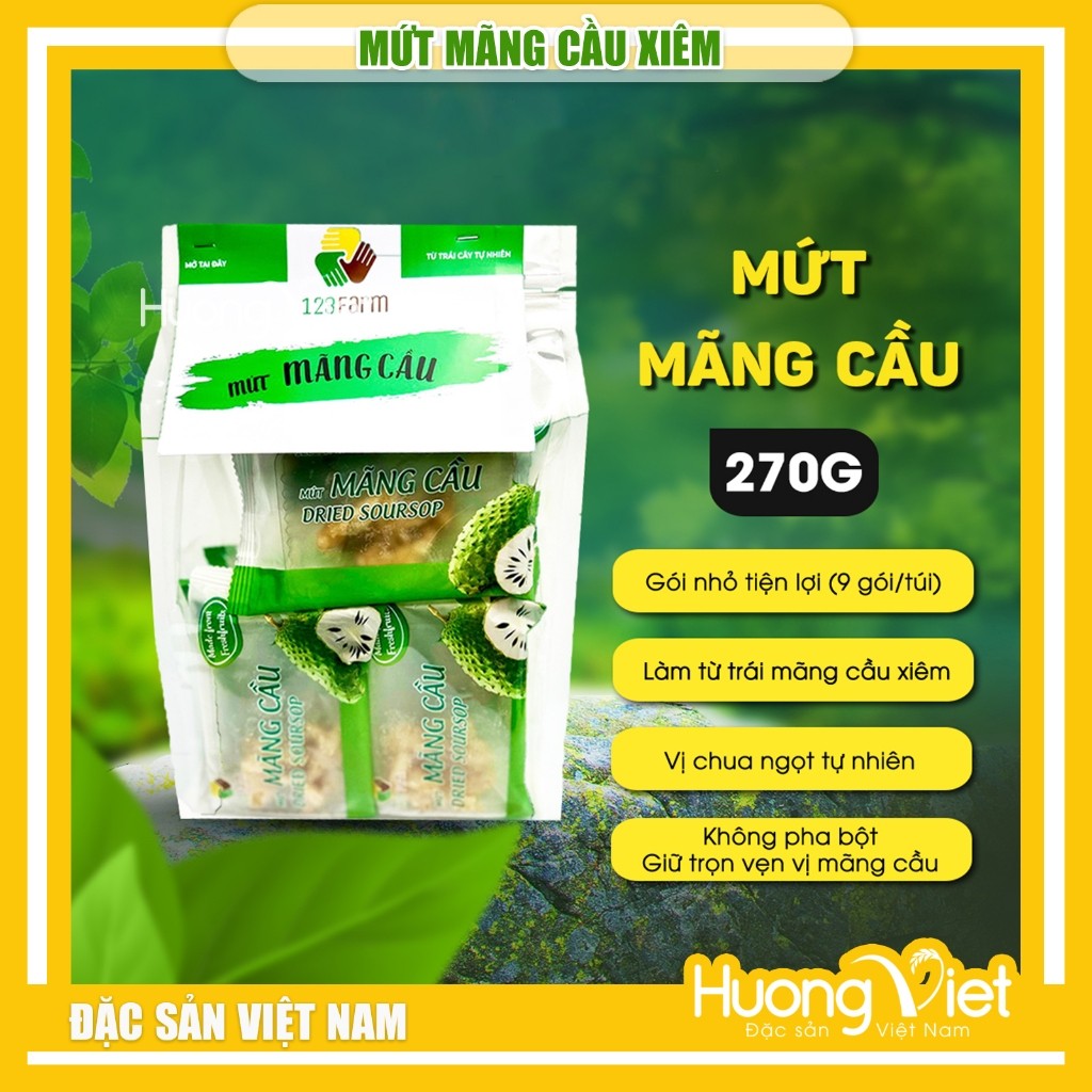 Mứt mãng cầu xiêm sấy dẻo chua ngọt 123Farm – Túi 270g Mứt mãng cầu xiêm sấy dẻo chua ngọt 123Farm – Túi 270g