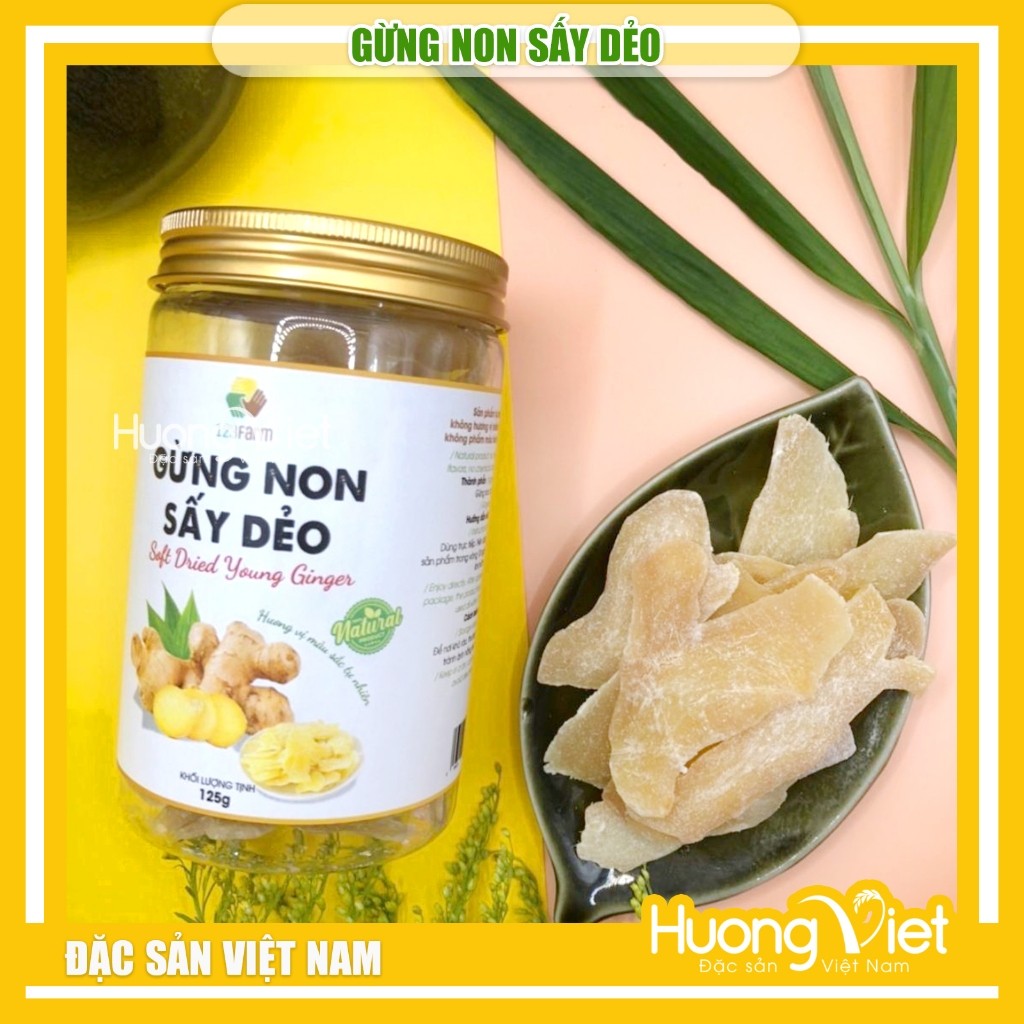 Gừng non sấy dẻo 123 Farm – Vị ít cay, mềm thơm (Hũ 125g) Gừng non sấy dẻo 123 Farm – Vị ít cay, mềm thơm (Hũ 125g)