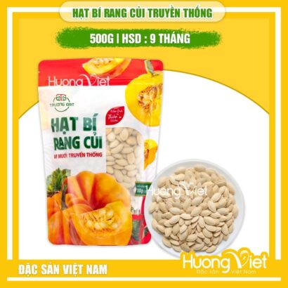 Hạt bí rang củi truyền thống vị muối Trường Đạt 500g – Túi zip lớn