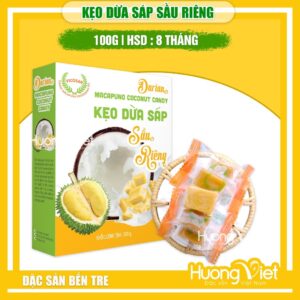 Kẹo dừa sáp vị sầu riêng Vicosap Trà Vinh - Hộp 100g