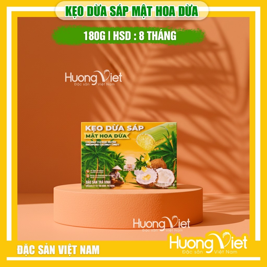 Kẹo dừa sáp mật hoa dừa Vicosap Trà Vinh - Hộp 180g Kẹo dừa sáp mật hoa dừa Vicosap Trà Vinh - Hộp 180g