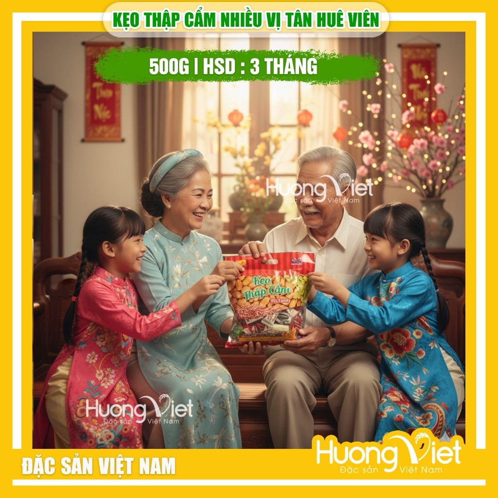 Kẹo thập cẩm mix hạt Tân Huê Viên giòn thơm, ít ngọt - Túi 500g