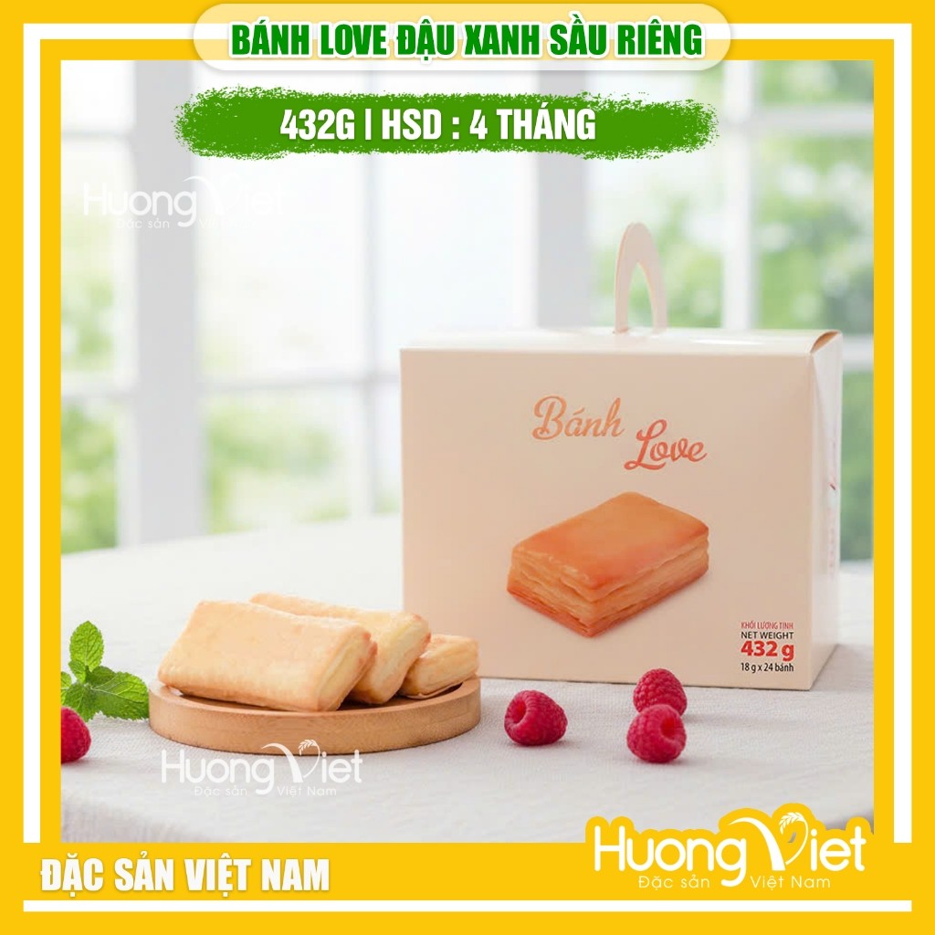 Bánh Love đậu xanh sầu riêng trứng muối - Hộp 432g (24 Bánh) Bánh Love đậu xanh sầu riêng trứng muối - Hộp 432g (24 Bánh)