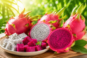 Thanh long chứa nhiều chất xơ và vitamin C, giúp hỗ trợ tiêu hóa và hạn chế cảm giác nóng trong người.