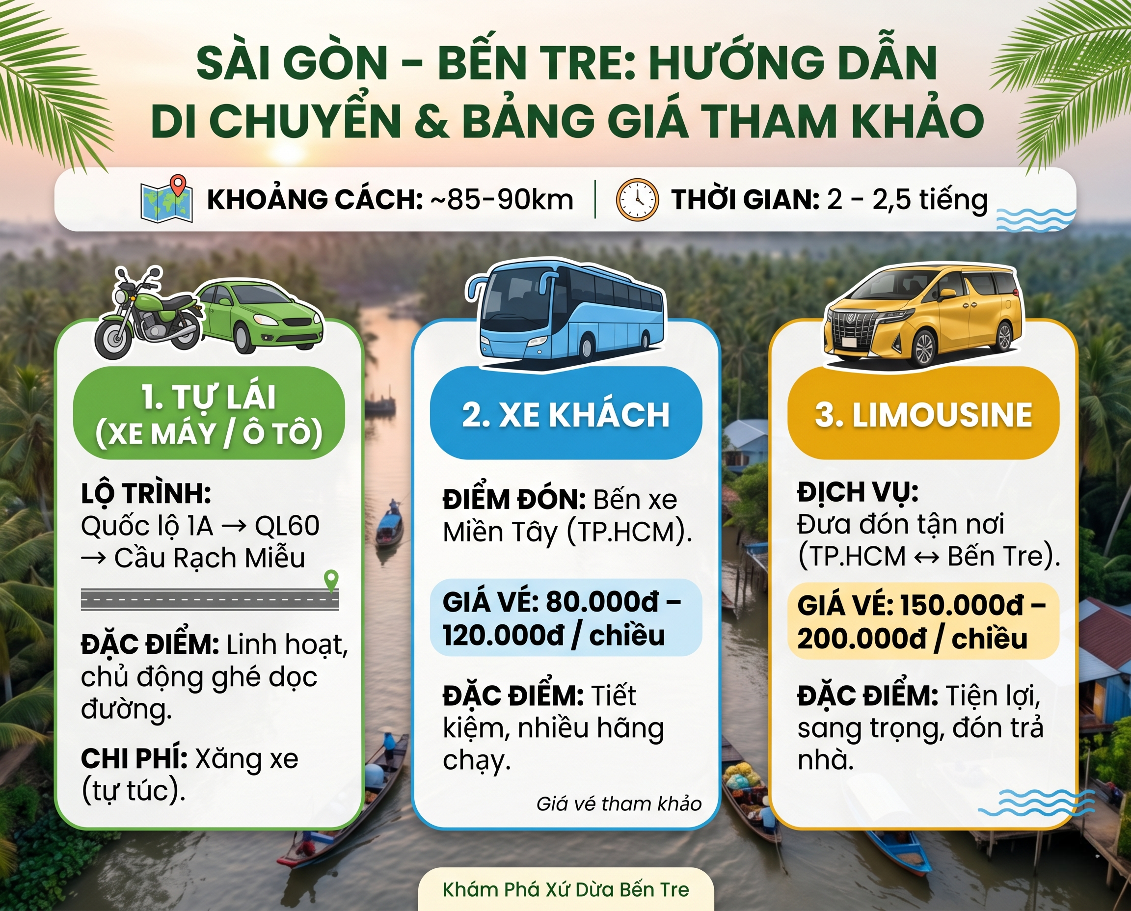Bảng giá tham khảo về di chuyển đến Bến Tre
