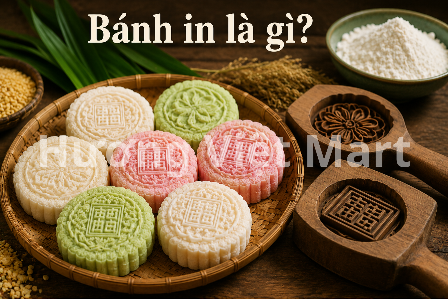 Bánh in là loại bánh ngọt truyền thống xốp mịn, được đúc từ khuôn gỗ với các hoa văn tinh xảo mang ý nghĩa may mắn.