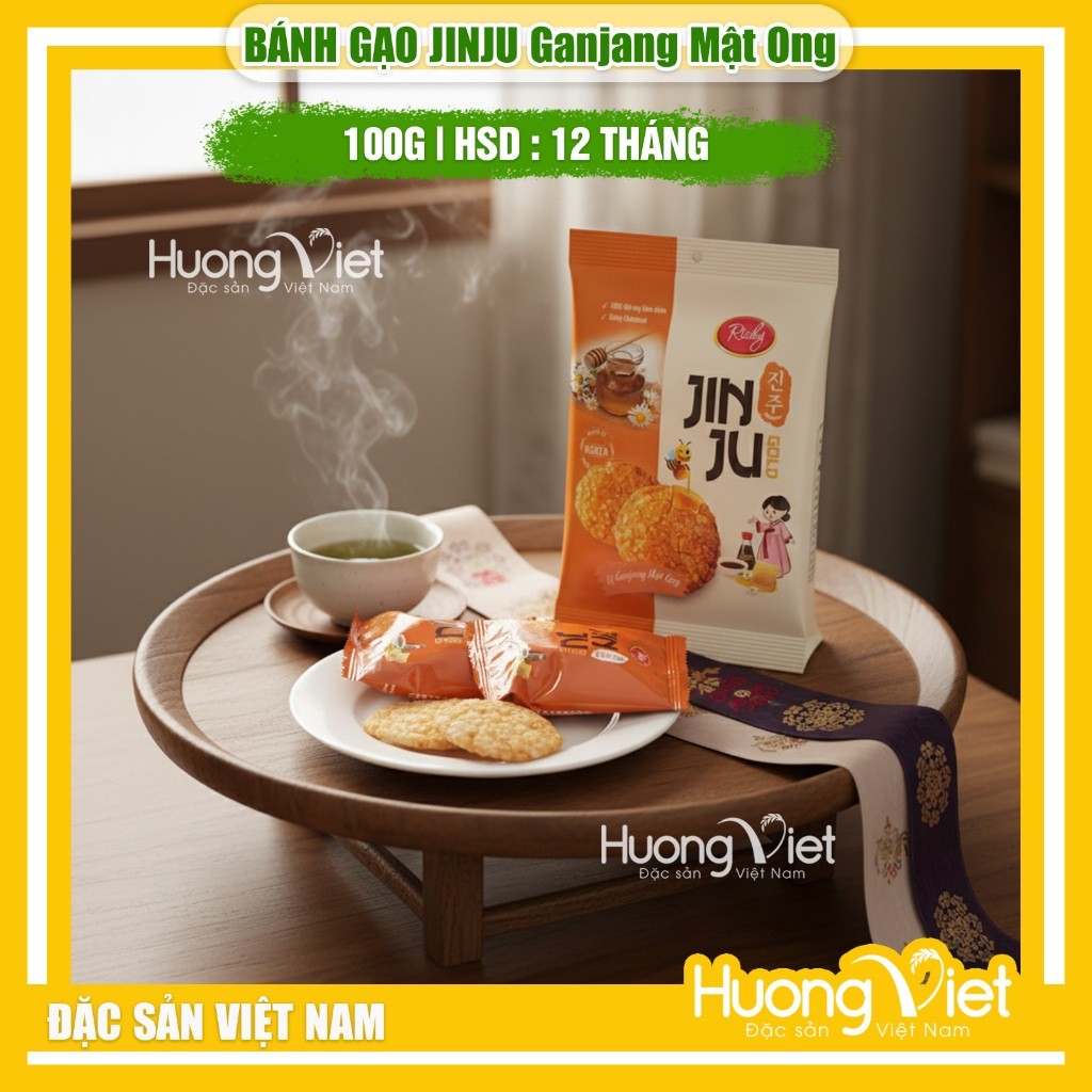 Bánh gạo Jinju Gold vị Ganjang mật ong Richy (Túi 100g) Bánh gạo Jinju Gold vị Ganjang mật ong Richy (Túi 100g)