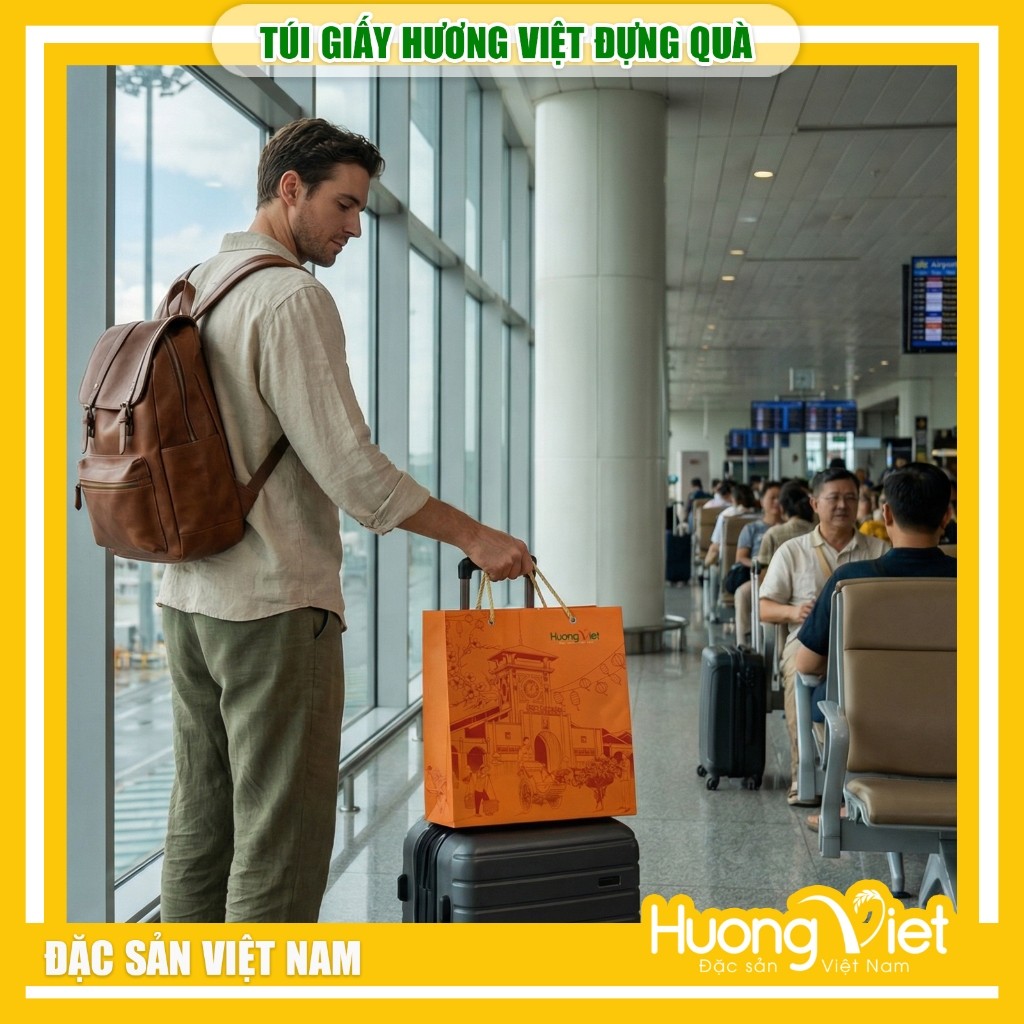 Túi giấy đựng quà, bánh kẹo Hương Việt Mart 