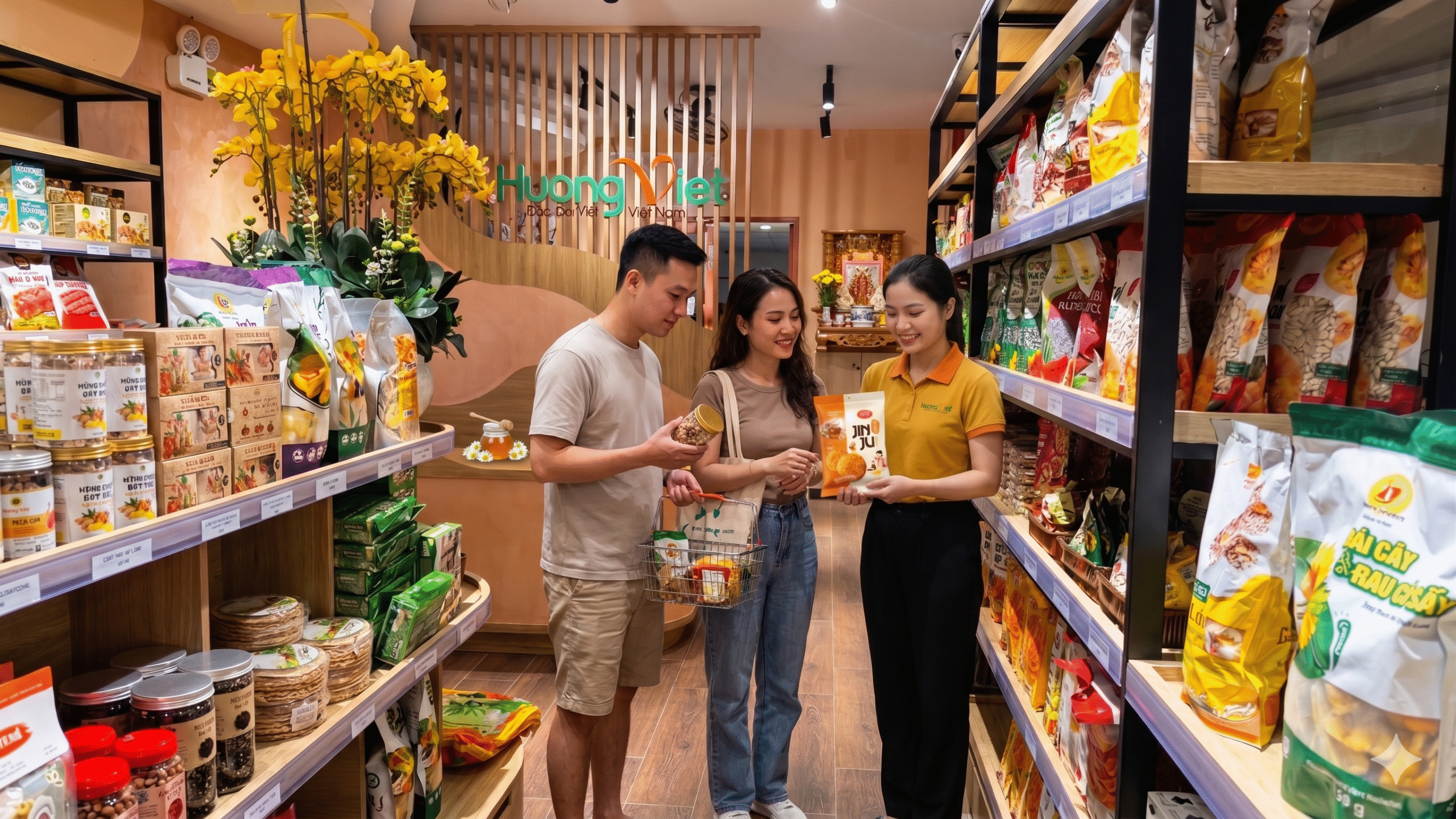 Hương Việt Mart là chuỗi cửa hàng có 4 chi nhánh. Khách du lịch có thể tham khảo địa điểm này để ghé mua sắm và lựa quà lưu niệm.