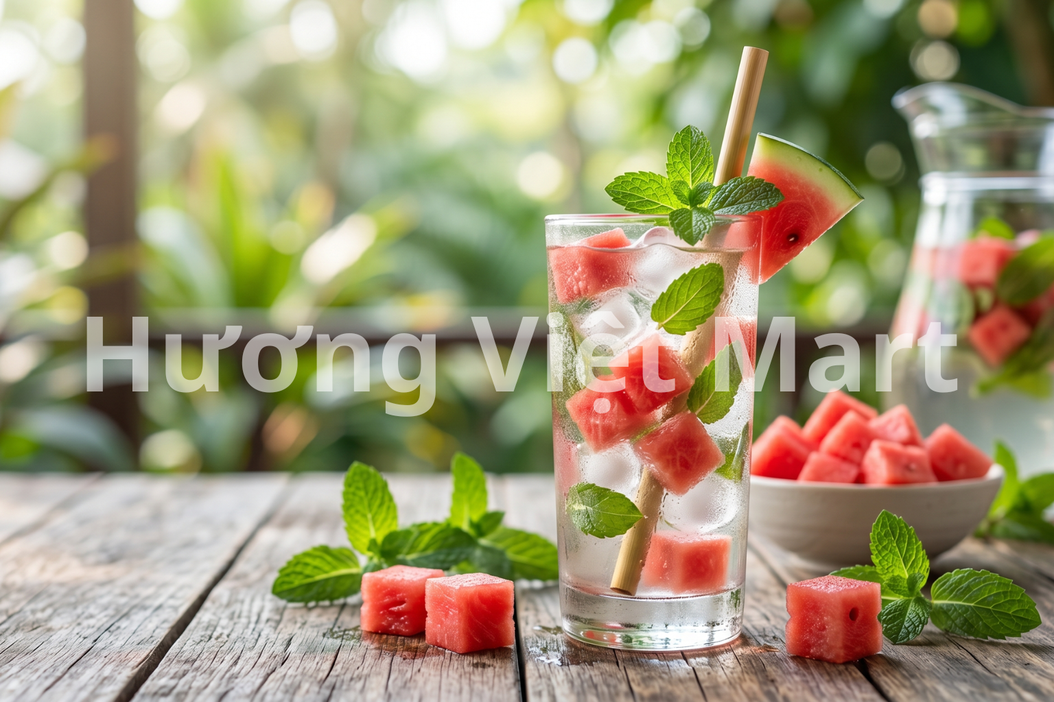 Giải nhiệt với nước dưa hấu bạc hà. Lợi ích cấp nước, giải nhiệt, đẹp da.