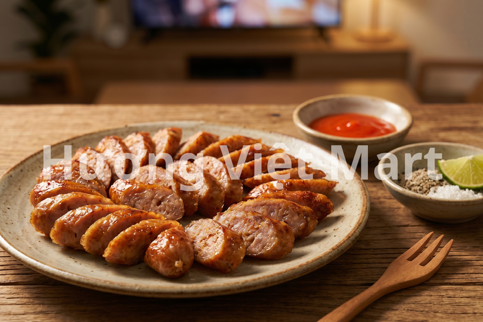 Nên nướng trước giờ bóng lăn khoảng 10 phút, lạp xưởng vẫn giữ được độ nóng và thơm trong suốt hiệp 1.
