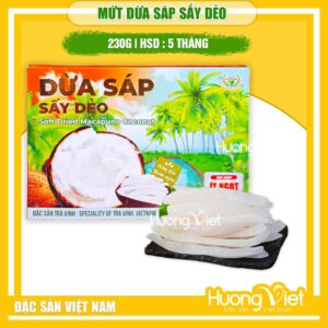 Mứt dừa sáp non sấy ít ngọt mềm dẻo Vicosap - Hộp 230g