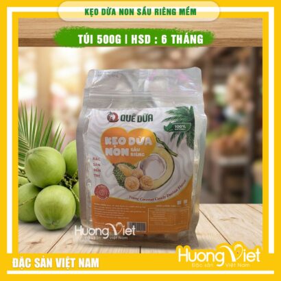 Kẹo dừa non Sầu Riêng mềm dẻo Quê Dừa Vĩnh Long 500g