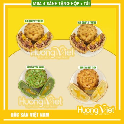 Hộp Bánh Trung Thu Tân Huê Viên 4 Bánh (200g/bánh) - Mã HV04